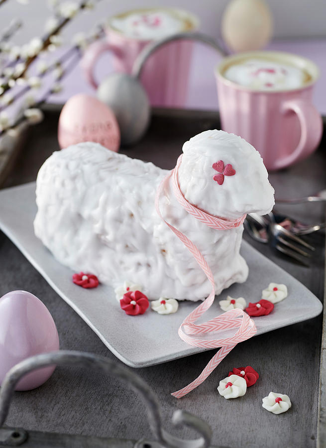 Baked Easter Lamb Bread With White Icing Decorated With Sugar Flowers Photograph by Stefan Schulte-ladbeck