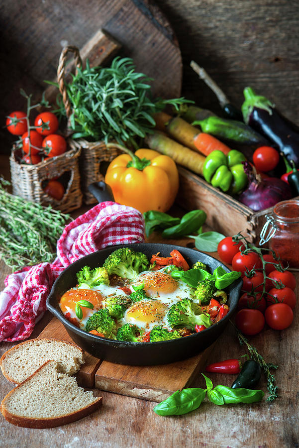 Baked Eggs With Vegatables Photograph by Irina Meliukh