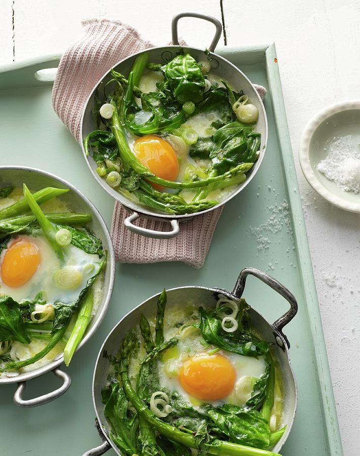 Baked Green Vegetables With Asparagus And Egg Photograph by Jan-peter Westermann