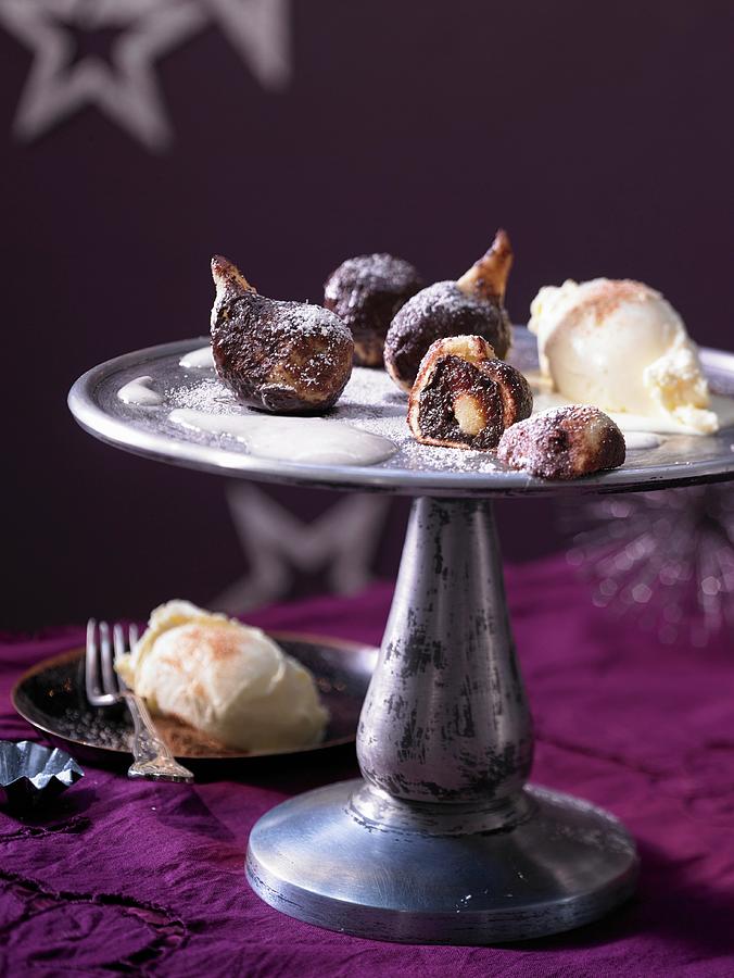 Baked Plums With Cinnamon Ice Cream christmas Dessert Photograph by Jan-peter Westermann