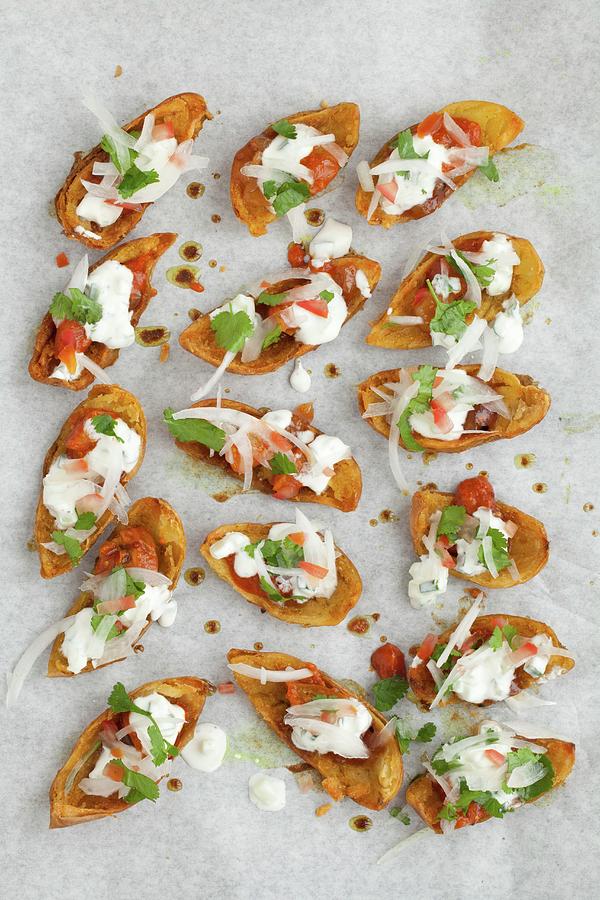 Baked Potato Skins Filled With Indian Salad Photograph by Jane Saunders