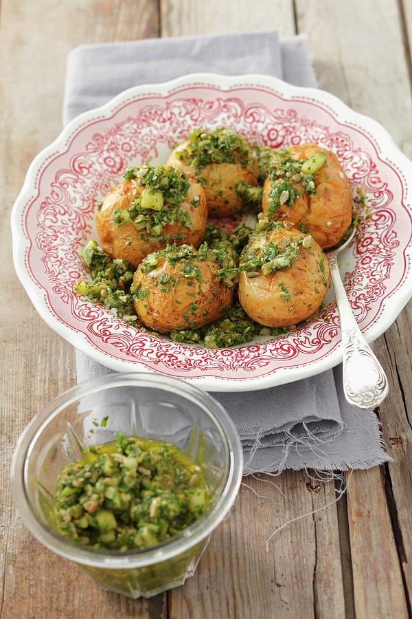 Baked Potatoes With Herb & Caper Gremolata Photograph by Rua Castilho