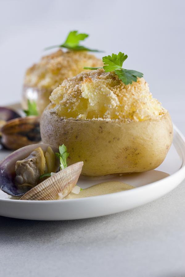 Baked Potatoes With Littleneck Clams Photograph by Adam