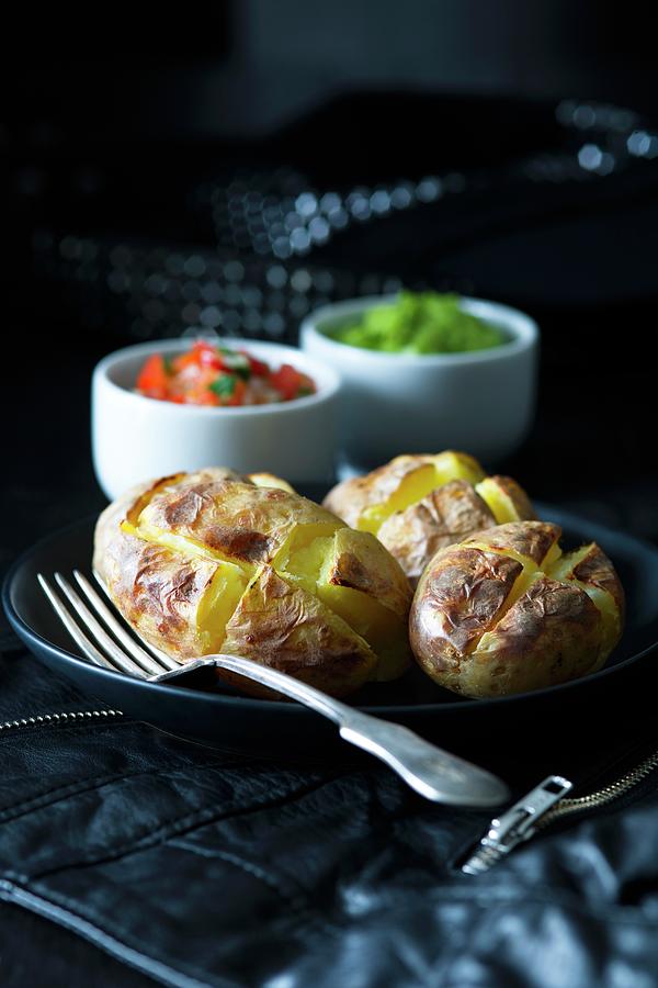 Baked Potatoes With Two Toppings Photograph by Alena Hrbkov
