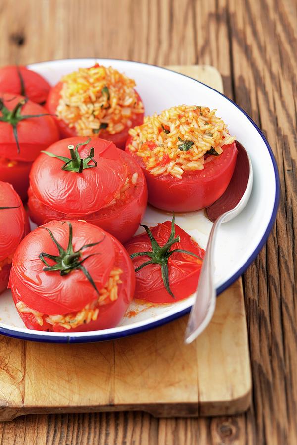 Baked Tomatoes Stuffed With Rice Photograph by Rua Castilho