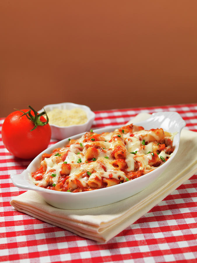 Baked Ziti With Tomatoes And Cheese Photograph by Jim Scherer