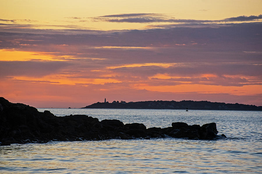 Baker Island Lighthouse From Rice Beach Beverly MA at Sunrise Photograph by Toby McGuire
