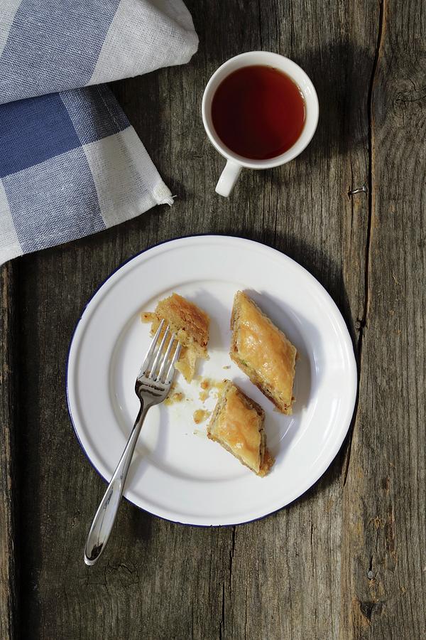Baklava And A Cup Of Tea Photograph by Emel Ernalbant