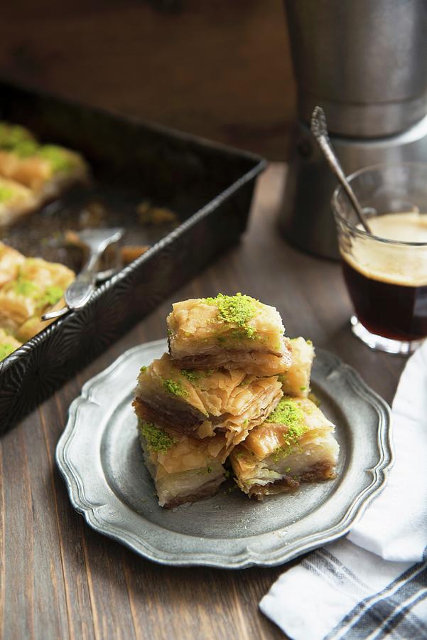 Baklava With A Cup Of Coffee Photograph by Studer, Veronika
