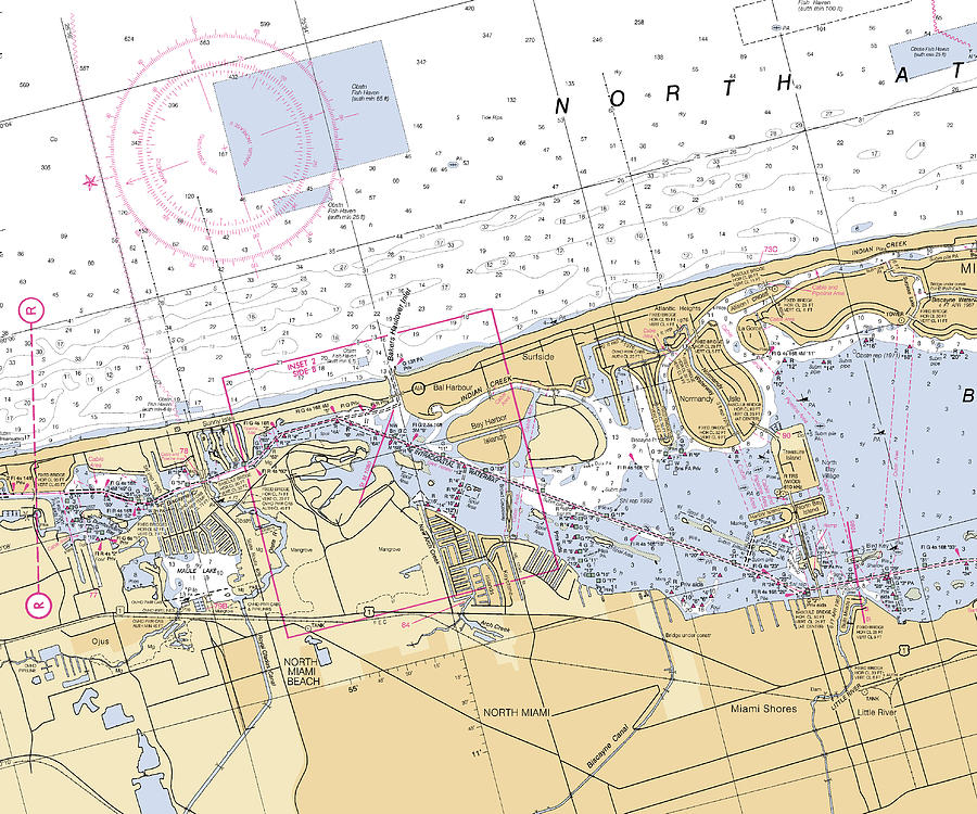 Bal-harbor -florida Nautical Chart _v6 Mixed Media by Sea Koast | Fine ...