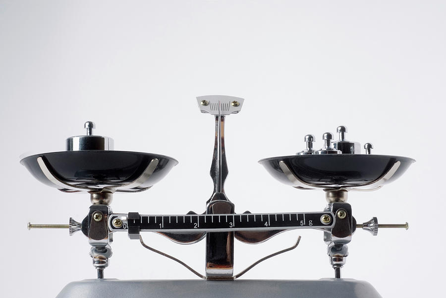 Balance Scales With Metal Weights Photograph by Vladimir Godnik