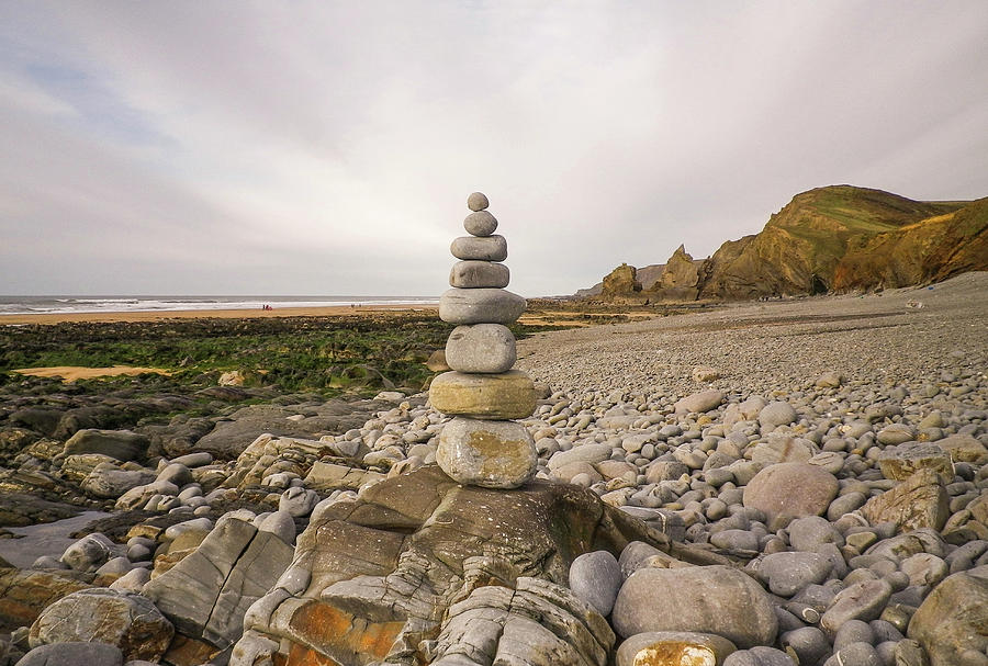 Balanced Stones Sandymouth Beach North Cornwall Photograph by Richard Brookes