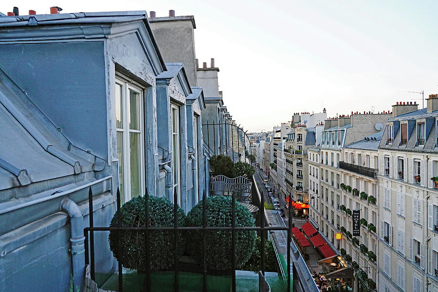 Balconies Overlooking Rue Cler In Paris France Photograph by Rick Rosenshein