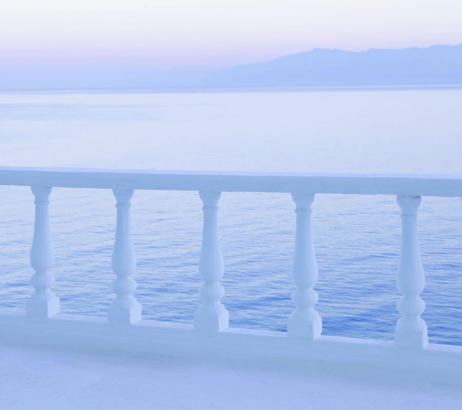Balcony Railing And Sea And Mountains Photograph by David Madison
