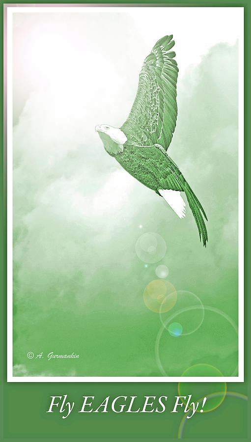 Bald Eagle in Flight, Fly EAGLES FLY Digital Art by A Macarthur Gurmankin