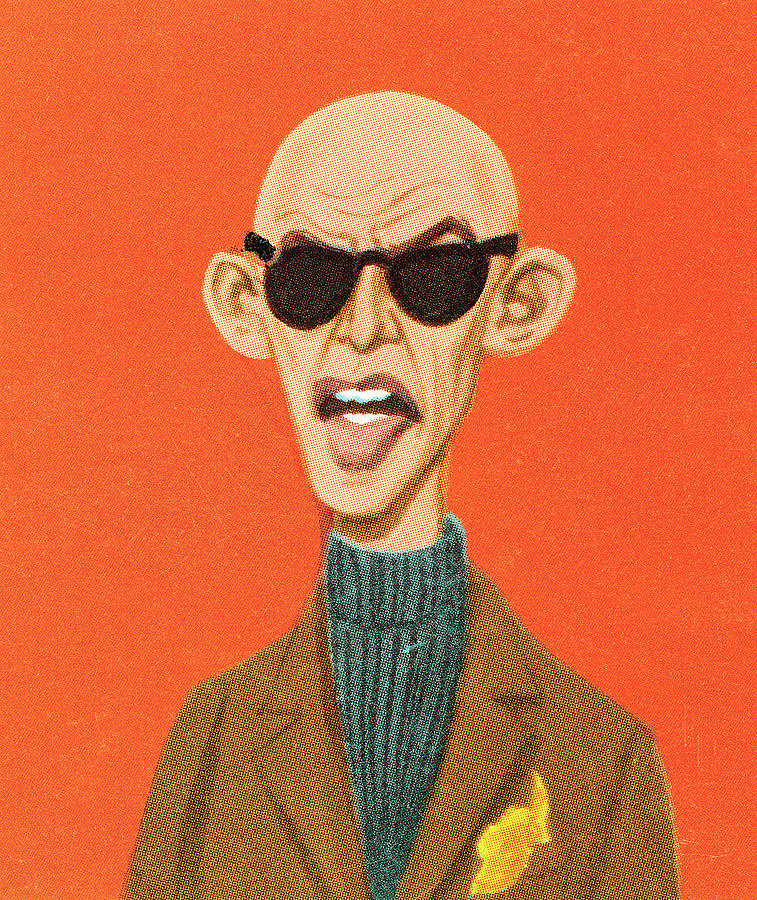 Cool Drawing - Bald man in tweed and sunglasses by CSA Images