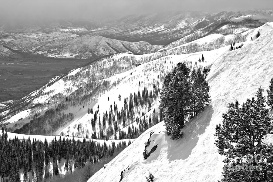 Bald Mountain Expert Slopes Black And White Photograph by Adam Jewell