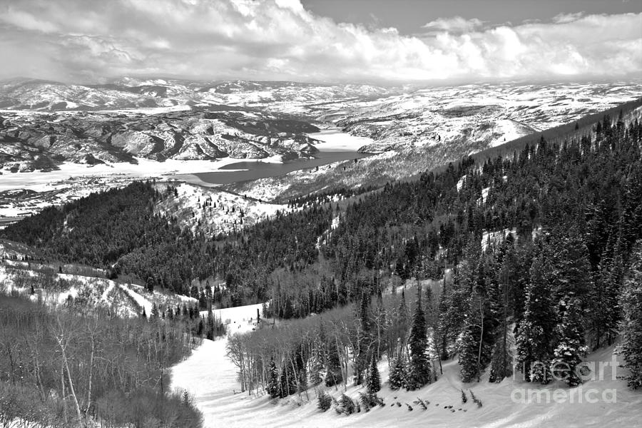Bald Mountain Skiing Views Black And White Photograph by Adam Jewell