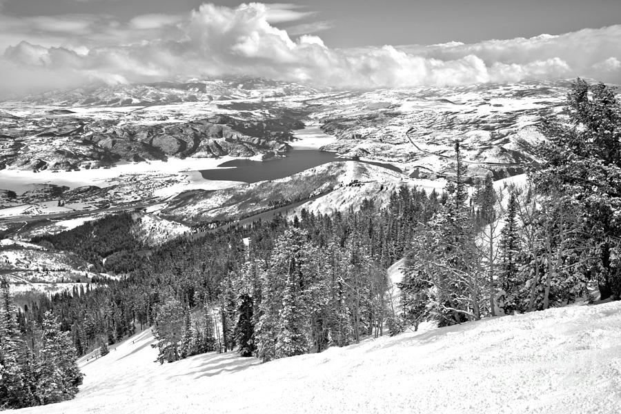 Bald Mountain View Of The Jordanelle Reservoir Black And White Photograph by Adam Jewell