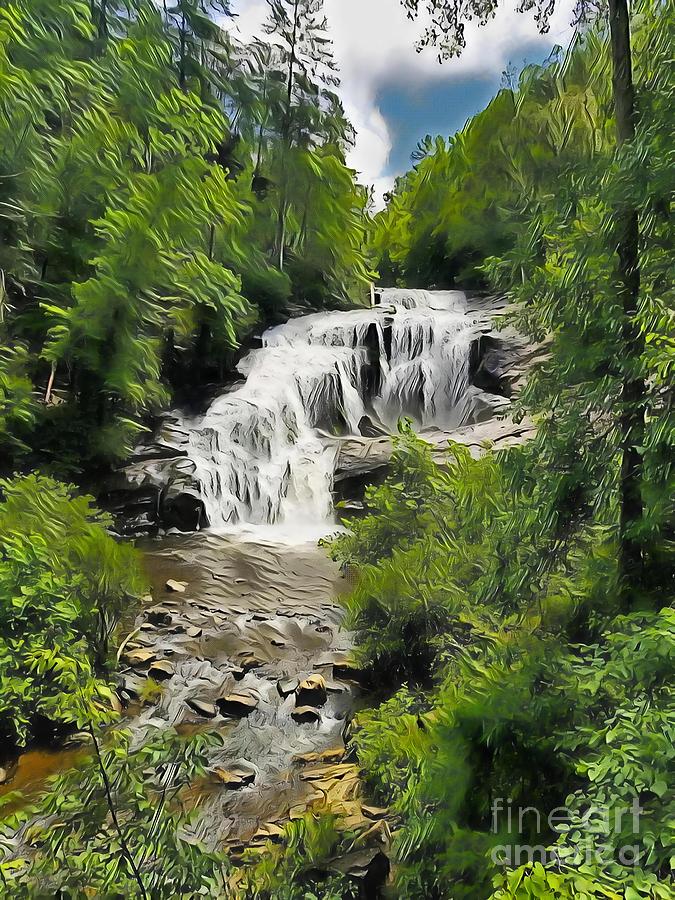 Bald River Falls In Tennessee  Digital Art by Rachel Hannah