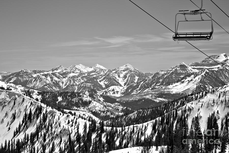 Mountain Photograph - Baldy Chair Over The Wasatch Mountains Black And White by Adam Jewell