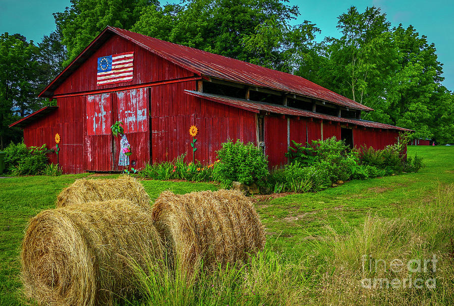 Baled Hay and Barn Photograph by Tom Claud