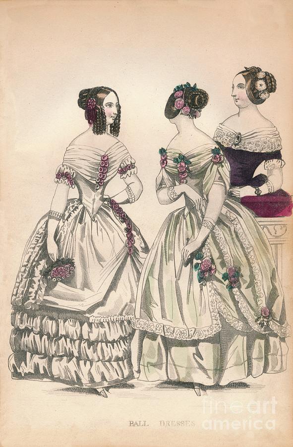 Ball Dresses Drawing by Print Collector