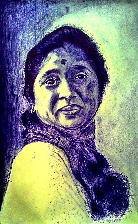 Ball pen art of asha bhosle Painting by Muthukrishnan Jerom - Fine Art ...