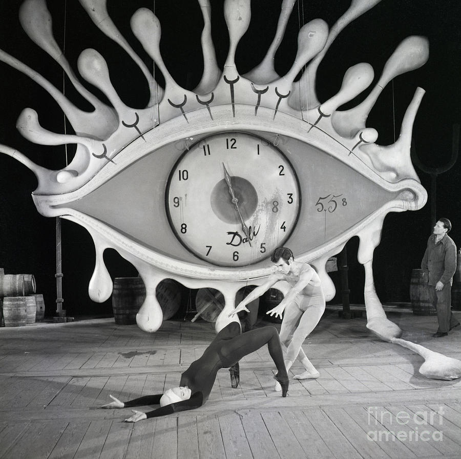 Ballerina And Partner Rehearsedali Clock Photograph by Bettmann