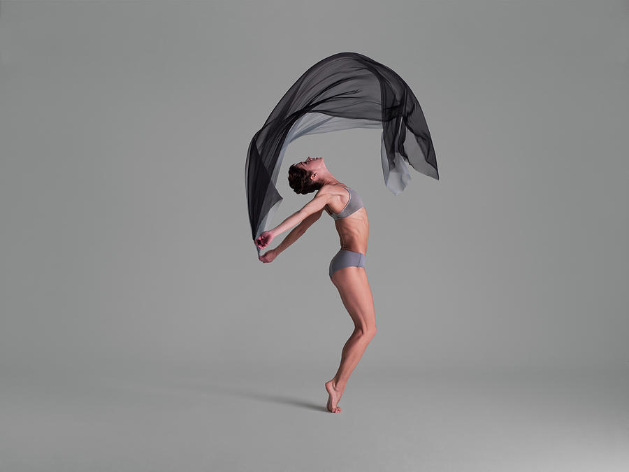 Ballerina Arched Back Holding Silk Photograph by Nisian Hughes