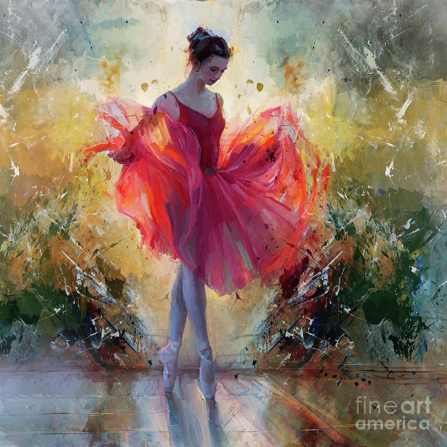 Swan Painting - Ballerina dance girl kk45a by Gull G