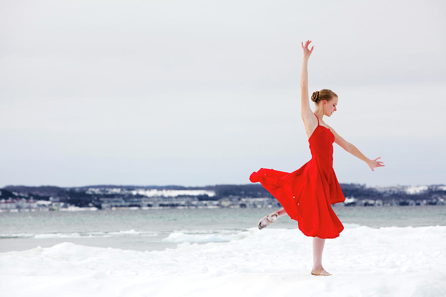 Ballerina Dances On Snow Covered Beach Photograph by Cbarnesphotography