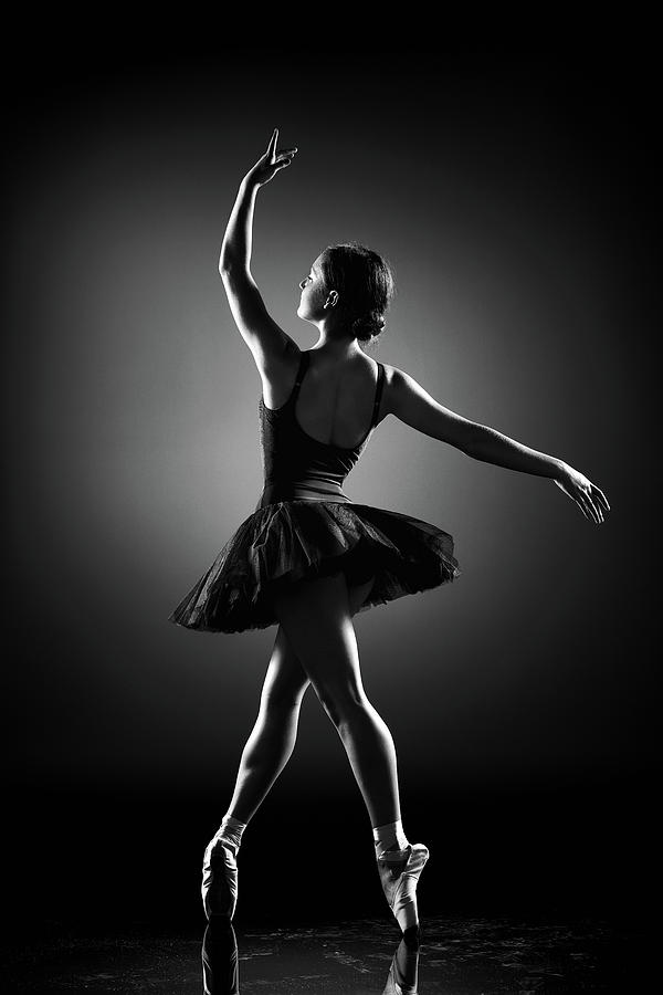 Black And White Photograph - Ballerina dancing by Johan Swanepoel