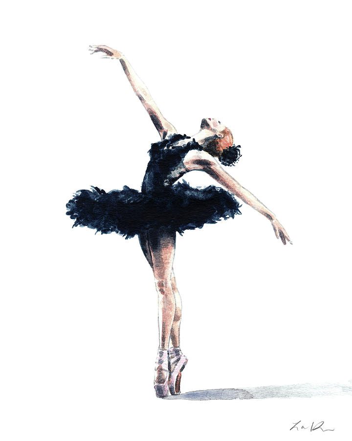 Forretningsmand Bermad Asser Ballerina in Black Tutu 2 Painting by Laura Row