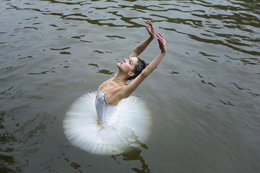 Ballerina In Tutu Performing In Water Photograph by Nisian Hughes