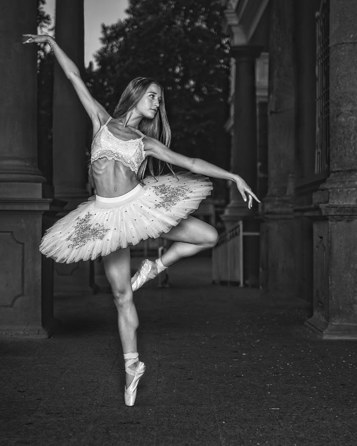 Ballerina Is Dancing Bw Photograph by Vasil Nanev