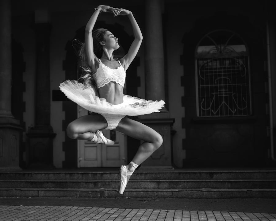 Ballerina Is Posing 6 Bw Photograph by Vasil Nanev