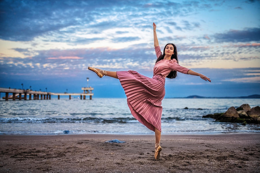 Ballerina On The Beach Photograph by Vasil Nanev