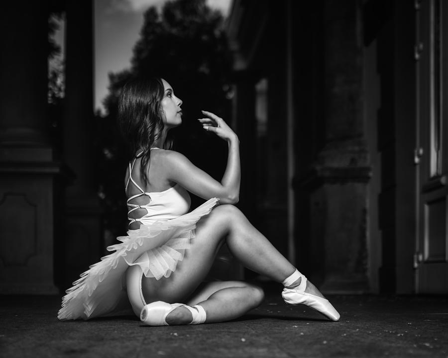 Ballerina Posing Bw Photograph by Vasil Nanev