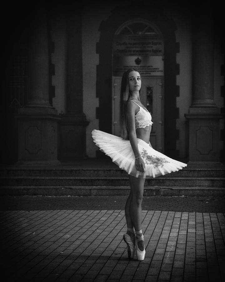 Ballerina Vintage Bw Photograph by Vasil Nanev