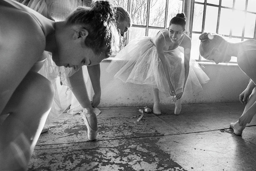 Black And White Photograph - Ballet Dancers Preparation... by Peter Mller Photography