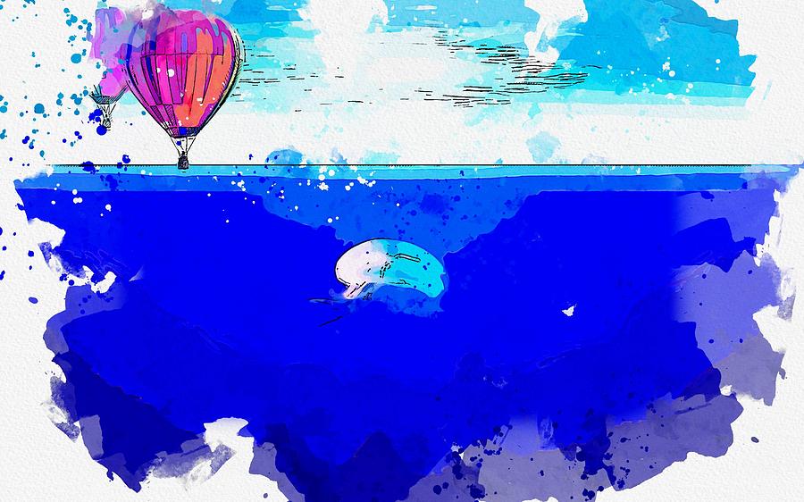 Balloon Jellyfish -  Watercolor By Ahmet Asar Painting