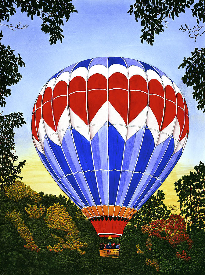 Hot Air Balloon Painting - Balloon Over Letchworth by Thelma Winter