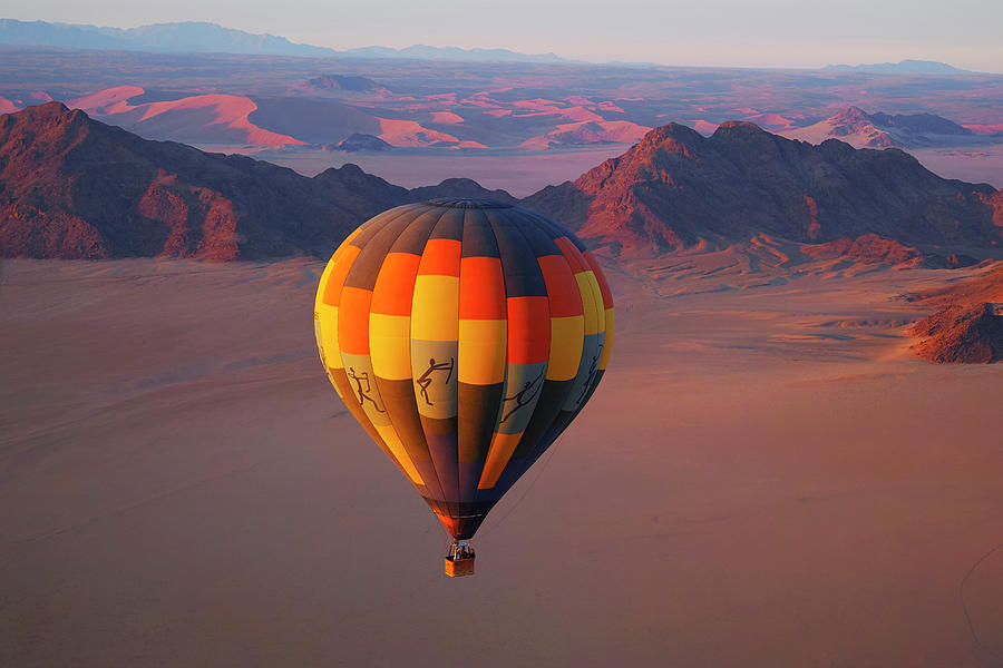 Balloon Over Namib Desert Dunes Photograph by Hiroya Minakuchi
