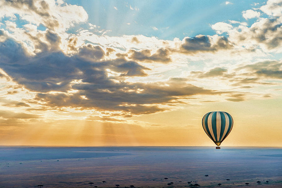 Balloon over Serengeti 1 Photograph by Betty Eich