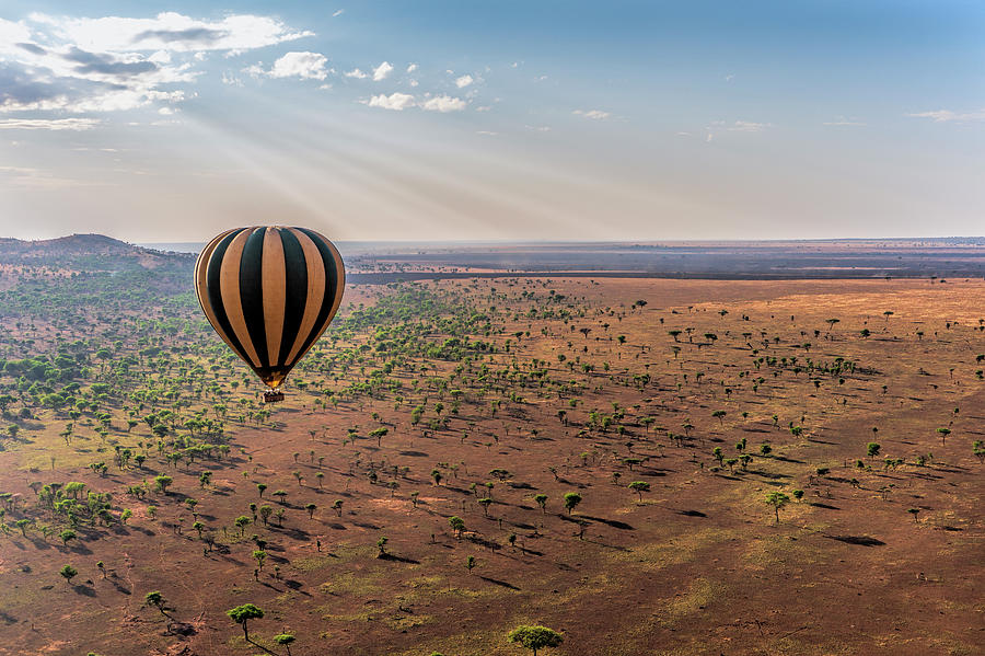 Balloon over Serengeti 2 Photograph by Betty Eich