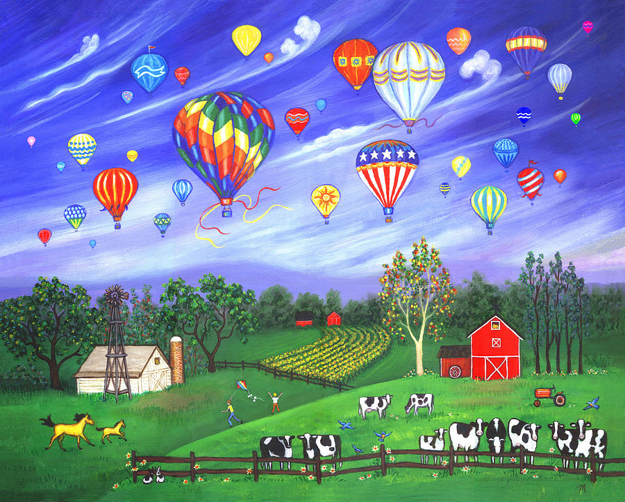 Landscape Painting - Balloon Race One by Linda Mears Landscape Painting - Balloon Race One by Linda Mears