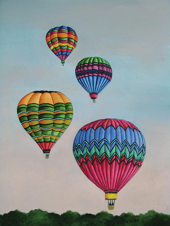 Balloons Painting - Balloons At Dawn by Carol J Rupp