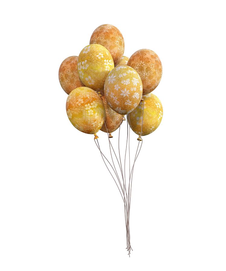 Balloon Digital Art - Balloons Golden by Betsy Knapp Balloon Digital Art - Balloons Golden by Betsy Knapp