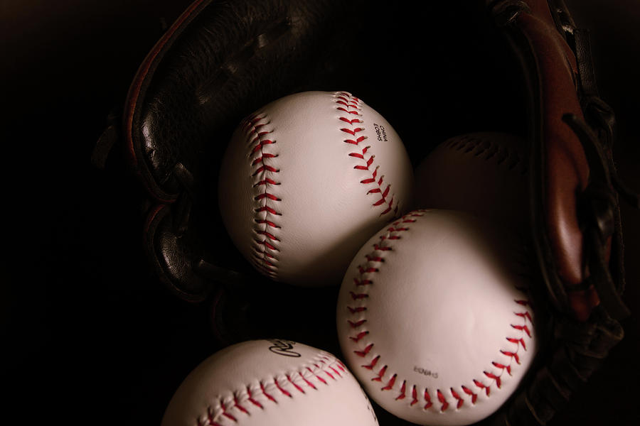 Baseball Photograph - Balls In Mitt by Eugene Campbell